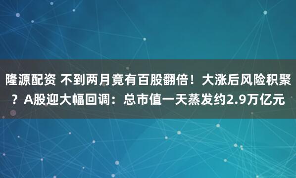 隆源配资 不到两月竟有百股翻倍！大涨后风险积聚？A股迎大幅回调：总市值一天蒸发约2.9万亿元